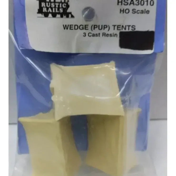 Rustic Rails HSA3010 HO Scale Wedge Pup Cast Resin Tents (Pack of 3) - Your Source for Gaming Essentials* Trains
