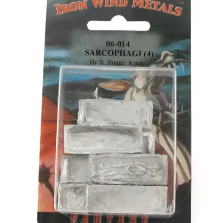 Tabletop Miniatures>Sarcophagi (4) 2 Empty, 1 Occup, 1 w/ Treasure #06-014 Classic Ral Partha Figure - Your Source for Gaming Essentials
