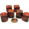 Dice>Scarab 20mm Big D6 Chessex Dice, 6 Pieces - Scarlet with Gold Pips - Your Source for Gaming Essentials