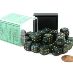 Dice>Scarab 12mm D6 Chessex Dice Block (36 Dice) - Jade with Gold Pips - Your Source for Gaming Essentials