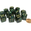 Dice>Scarab 16mm D6 Chessex Dice Block (12 Dice) - Jade with Gold Pips - Your Source for Gaming Essentials