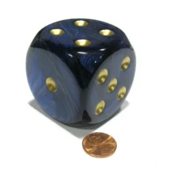 Dice>Scarab 50mm Huge Large D6 Chessex Dice, 1 Piece - Royal Blue with Gold Pips - Your Source for Gaming Essentials