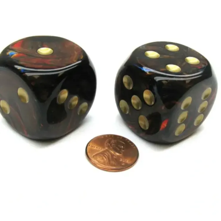 Dice>Scarab 30mm Large D6 Chessex Dice, 2 Pieces - Blue Blood with Gold Pips - Your Source for Gaming Essentials