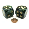 Dice>Scarab 30mm Large D6 Chessex Dice, 2 Pieces - Jade with Gold Numbers - Your Source for Gaming Essentials