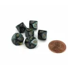 Dice>Scarab 10mm Mini 10 Sided D10 Dice, 6 Pieces - Jade with Gold Numbers - Your Source for Gaming Essentials