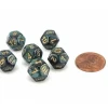 Dice>Scarab 12mm Mini 12 Sided D12 Dice, 6 Pieces - Jade with Gold Numbers - Your Source for Gaming Essentials