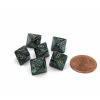 Dice>Scarab 9mm Mini 8 Sided D8 Dice, 6 Pieces - Jade with Gold Numbers - Your Source for Gaming Essentials