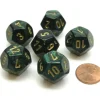 Dice>Scarab 18mm 12 Sided D12 Chessex Dice, 6 Pieces - Jade with Gold - Your Source for Gaming Essentials