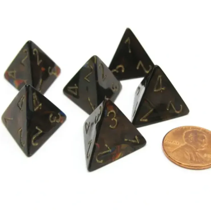 Dice>Scarab 18mm 4 Sided D4 Chessex Dice, 6 Pieces - Blue Blood with Gold - Your Source for Gaming Essentials