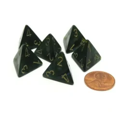 Dice>Scarab 18mm 4 Sided D4 Chessex Dice, 6 Pieces - Jade with Gold - Your Source for Gaming Essentials