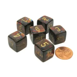 Dice>Scarab 15mm 6-Sided D6 Numbered Chessex Dice, 6 Pieces - Blue Blood with Gold - Your Source for Gaming Essentials