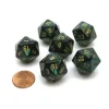 Dice>Scarab 20 Sided D20 Chessex Dice, 6 Pieces - Jade with Gold Numbers - Your Source for Gaming Essentials