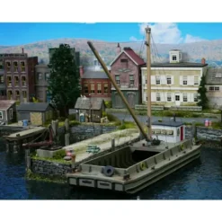 Sea Port Model Works H130 HO 73'' Open Barge w/Cabin Mast & Boom Kit - Your Source for Gaming Essentials* Trains
