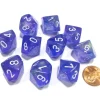 Dice>Set of 10 Chessex Borealis D10 Dice - Purple with White Numbers - Your Source for Gaming Essentials