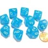 Dice>Set of 10 Chessex Cirrus D10 Dice - Light Blue with White Numbers - Your Source for Gaming Essentials