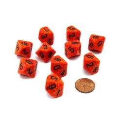 Dice>Set of 10 Chessex D10 Dice - Speckled Fire - Your Source for Gaming Essentials
