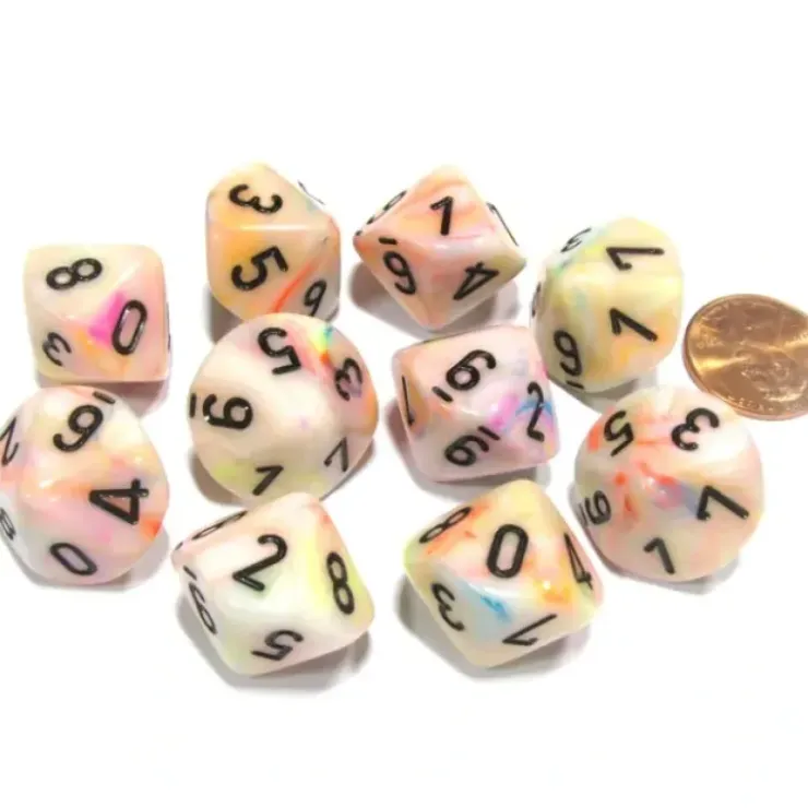 Dice>Set of 10 Chessex Festive D10 Dice - Circus with Black Numbers - Your Source for Gaming Essentials