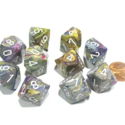 Dice>Set of 10 Chessex Festive D10 Dice - Carousel with White Numbers - Your Source for Gaming Essentials