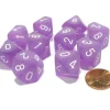 Dice>Set of 10 Chessex Frosted D10 Dice - Purple with White Numbers - Your Source for Gaming Essentials