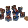 Dice>Set of 10 Chessex Gemini D10 Dice - Blue-Red with Gold Numbers - Your Source for Gaming Essentials