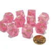 Dice>Set of 10 Chessex Holiday D10 Dice - Easter Pink with Gold Numbers - Your Source for Gaming Essentials