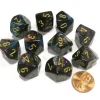 Dice>Set of 10 Chessex Lustrous D10 Dice - Shadow with Gold Numbers - Your Source for Gaming Essentials