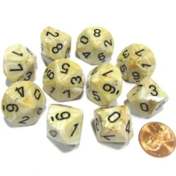 Dice>Set of 10 Chessex Marble D10 Dice - Ivory with Black Numbers - Your Source for Gaming Essentials
