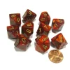 Dice>Set of 10 Chessex Scarab D10 Dice - Scarlet with Gold Numbers - Your Source for Gaming Essentials