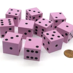 Dice>Set of 10 D6 Large 25mm Foam Dice - Purple with Black Spots - Your Source for Gaming Essentials