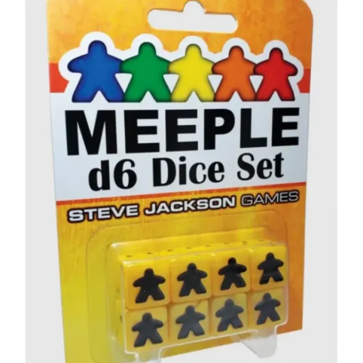 Dice>Set of 8 D6 Meeple Dice - Yellow - Your Source for Gaming Essentials
