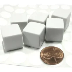 Dice>Set of 6 D6 16mm Blank Opaque Dice with Customizable Stickers - Solid White - Your Source for Gaming Essentials