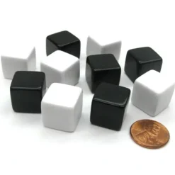 Dice>Set of 10 D6 16mm Blank Opaque Inverse Dice - 5 Black and 5 White - Your Source for Gaming Essentials