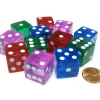 Dice>Set of 12 D6 19mm Dice - 3 Each of Transparent Blue Red Green and Pink - Your Source for Gaming Essentials