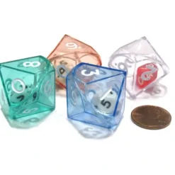 Dice>Set of 4 D10 26mm Double Dice, 2-In-1 Dice - 1 Each of Green Red Blue Clear - Your Source for Gaming Essentials