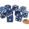 Dice>Set of 10 D6 16mm Glitter Dice - Blue with White Pips - Your Source for Gaming Essentials