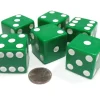 Dice>Set of 6 D6 25mm Large Opaque Jumbo Dice - Green with White Pip - Your Source for Gaming Essentials