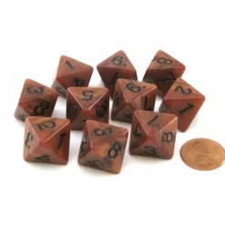 Dice>Set of 10 D8 15mm Olympic Pearlized Dice - Bronze with Black Numbers - Your Source for Gaming Essentials
