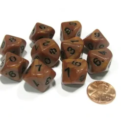 Dice>Set of 10 D10 16mm Olympic Pearlized Dice - Bronze with Black Numbers - Your Source for Gaming Essentials