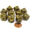 Dice>Set of 10 D10 16mm Olympic Pearlized Dice - Gold with Black Numbers - Your Source for Gaming Essentials