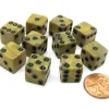 Dice>Set of 10 D6 12mm Olympic Pearlized Dice - Gold with Black Pips - Your Source for Gaming Essentials