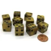 Dice>Set of 10 D6 16mm Olympic Pearlized Standard Size Dice - Gold with Black Pips - Your Source for Gaming Essentials