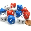 Dice>Set of 12 D10 16mm Patriotic Dice - 4 Each of Red White and Blue - Your Source for Gaming Essentials