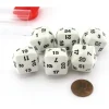 Dice>Set of 6 D24 Opaque 24mm 24-Sided Gaming Dice - White with Black Numbers - Your Source for Gaming Essentials