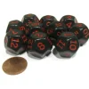 Dice>Set of 10 D12 12-Sided 18mm Opaque RPG Dice - Black with Red Numbers - Your Source for Gaming Essentials