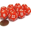 Dice>Set of 10 D12 12-Sided 18mm Opaque RPG Dice - Red with White Numbers - Your Source for Gaming Essentials