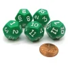Dice>Set of 5 D12 12-Sided 18mm Opaque RPG Dice - Green with White Numbers - Your Source for Gaming Essentials