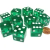 Dice>Set of 10 D6 Square Edged 19mm Dice - Transparent Green with White Pips - Your Source for Gaming Essentials