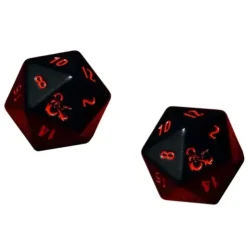 Dice>Set of 2 Dungeons and Dragons RPG Metal D20 Dice - Black with Red Numbers - Your Source for Gaming Essentials
