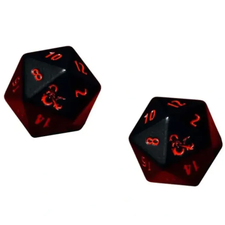 Dice>Set of 2 Dungeons and Dragons RPG Metal D20 Dice - Black with Red Numbers - Your Source for Gaming Essentials