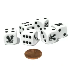 Dice>Set of 6 Eagle Dice 16mm D6 Rounded Edges Animal- White with Black Pips - Your Source for Gaming Essentials